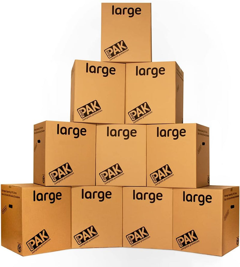 StorePAK Grosse Aufbewahrungskartons, Archivkisten mit Griffen, 116 Liter, 100 % recycelbar, 55 x 46