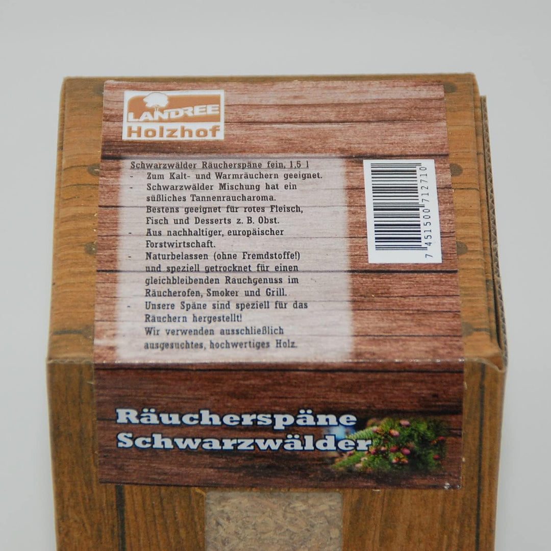 Landree Räucherspäne, Schwarzwälder Mischung - 1,5L-Box, feine Körnung, Qualitätsgeprüft direkt vom