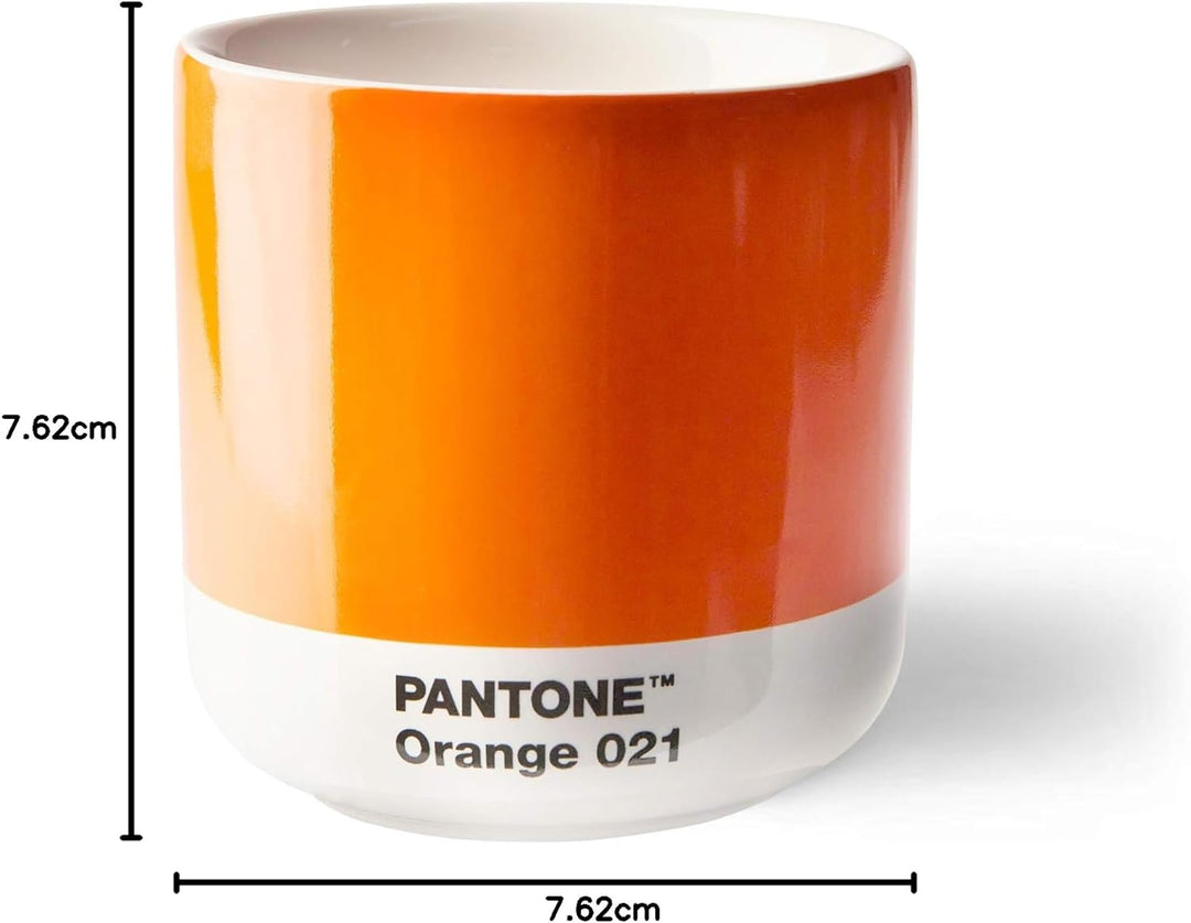 Pantone doppelwandiger Porzellan-Thermobecher Cortado, ohne Henkel, 190ml, Orange 021