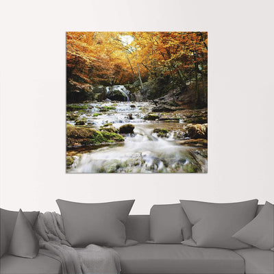 ARTland Wandbild Alu Verbundplatte für Innen & Outdoor Bild 40x40 cm Herbst Landschaft Natur Wald Wa