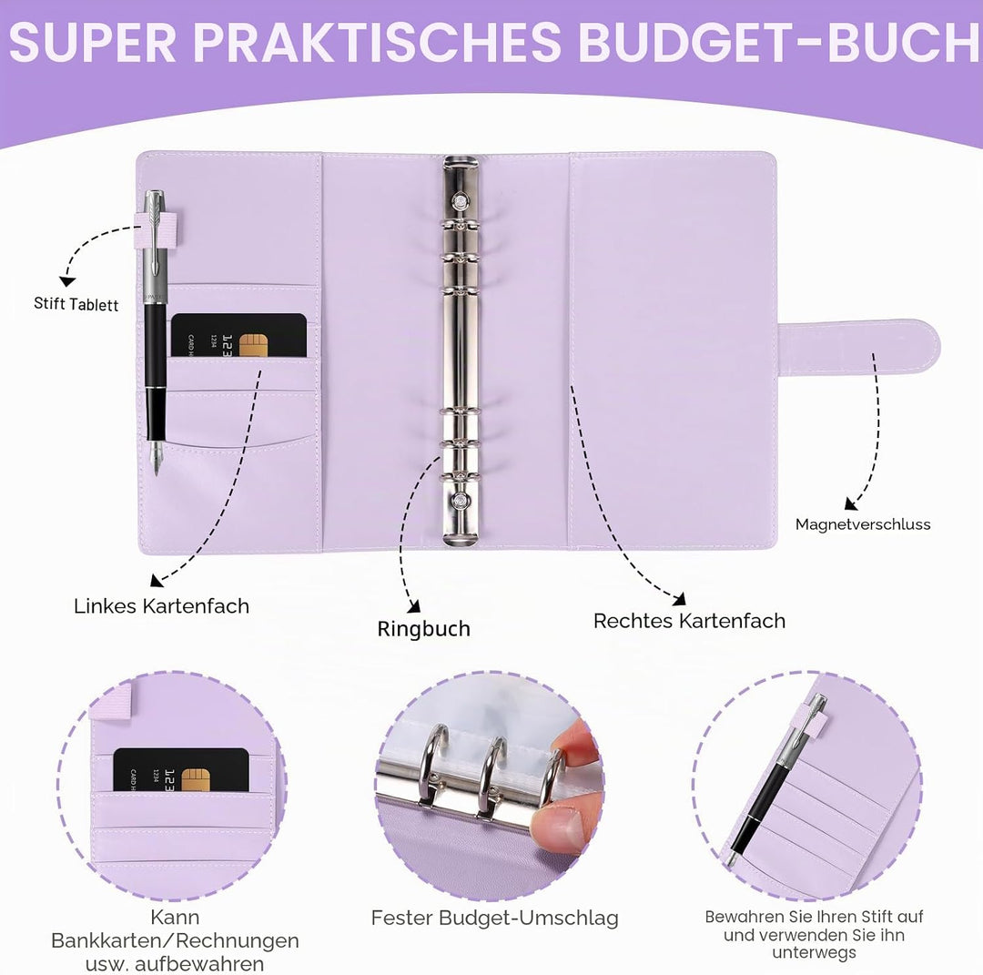 Challenge-Ordner mit 100 Umschlägen, A5-Umschlag, Spar-Challenge, Budget-Ordner, mit 25 Geldspar-Tra