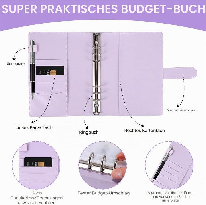 Challenge-Ordner mit 100 Umschlägen, A5-Umschlag, Spar-Challenge, Budget-Ordner, mit 25 Geldspar-Tra