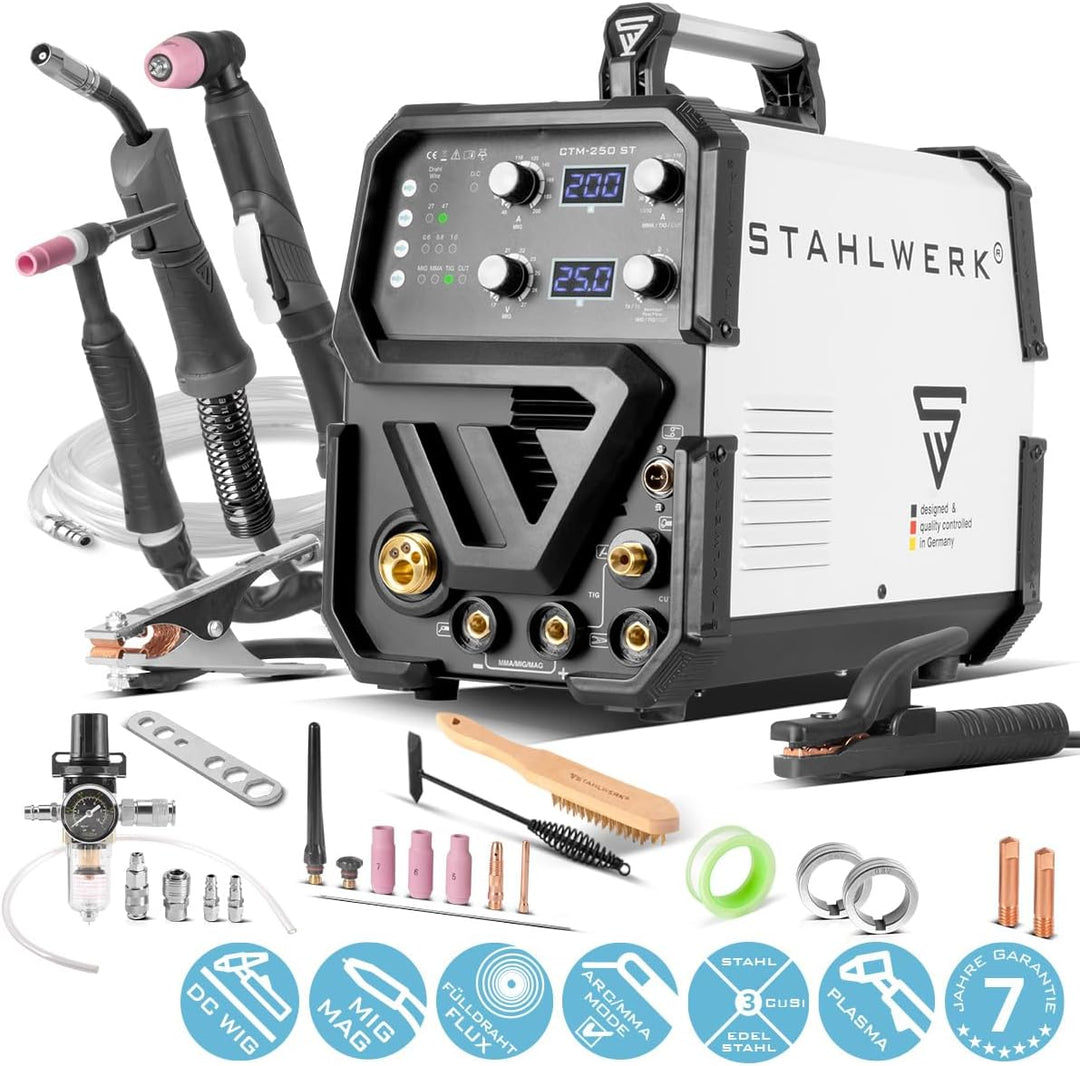 STAHLWERK CTM-250 ST Kombi-Schweissgerät WIG + MIG/MAG + MMA/E-Hand + CUT/Plasma mit 200 Ampere und