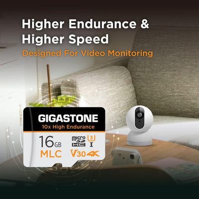 Gigastone MLC 10x High Endurance 16GB MicroSDHC Speicherkarte 10er-Pack und SD Adapter, bis zu 95/30