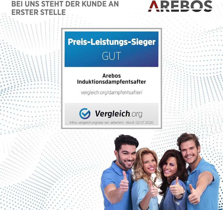 Arebos Dampfentsafter | 15 L | Edelstahl | für alle Herdarten geeignet auch Induktion| Ø 26cm | spül