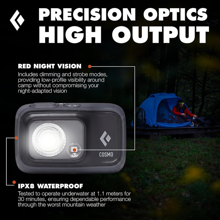 Black Diamond COSMO 350 Stirnlampe – Leistungsstarke LED-Stirnlampe mit Rotlicht für Outdoor & Sport