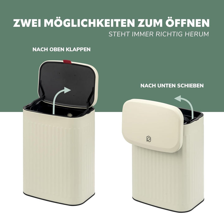 eluno grosser Abfalleimer, Küchenmülleimer mit Schiebedeckel zum Hängen, Stellen oder Kleben, 6 Lite