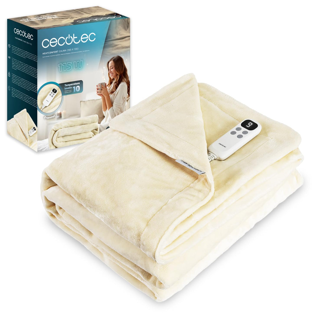 Cecotec Heizdecke HeatConfort Calma, 160 x 130 cm, 115 W, 10 einstellbare Temperaturstufen, Abnehmba