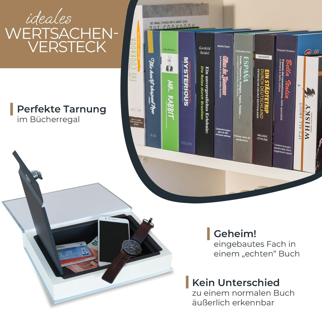 HMF 81001 Buchsafe, getarnte Geldkassette mit echten Papierseiten, Kochbuch, 26,5 x 19 x 4,2 cm 26,5