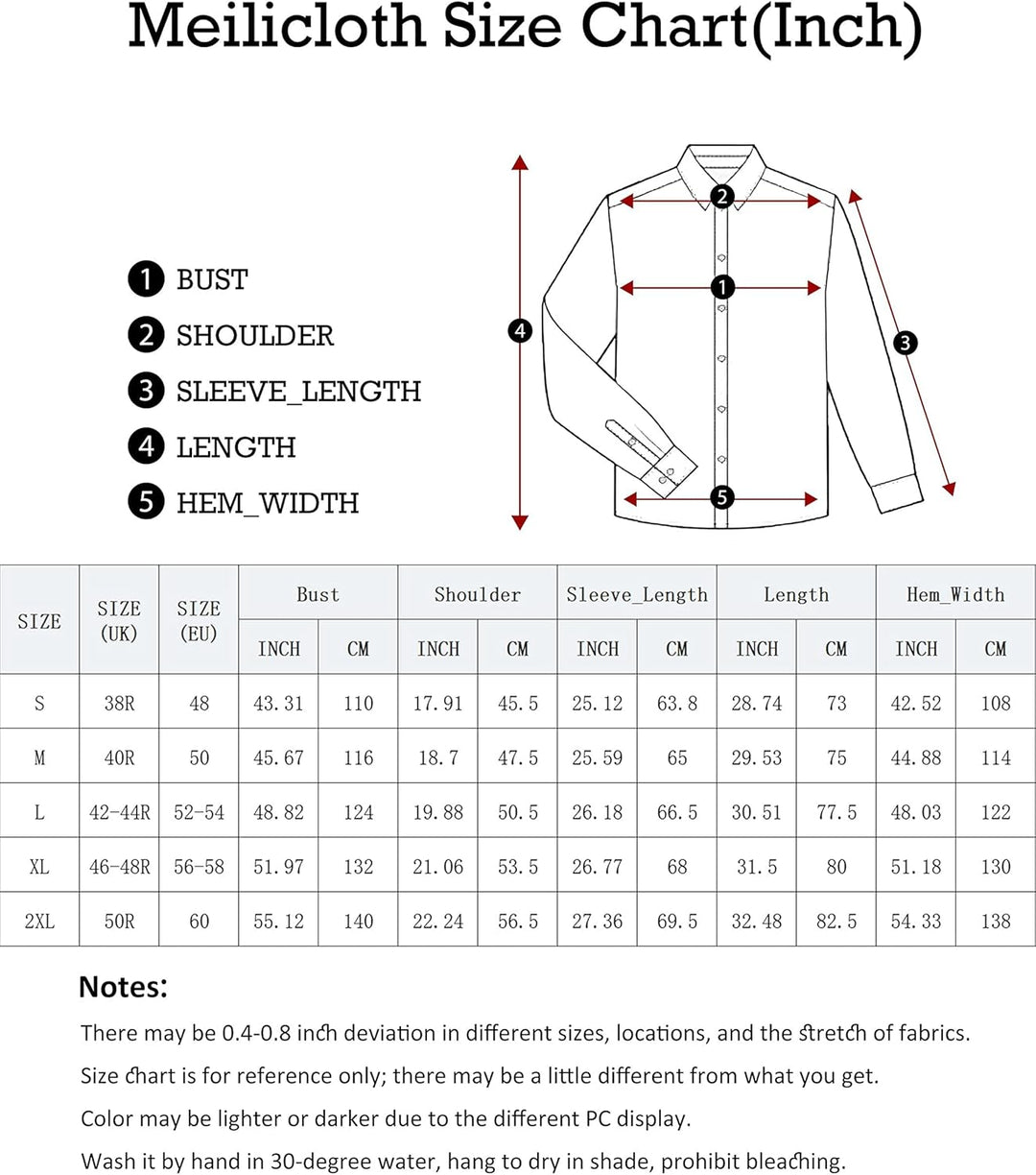 Meilicloth Herren Hemd Langarm Sommer Gestreifte Freizeithemden Casual mit Knöpfen Regular Fit XXL B