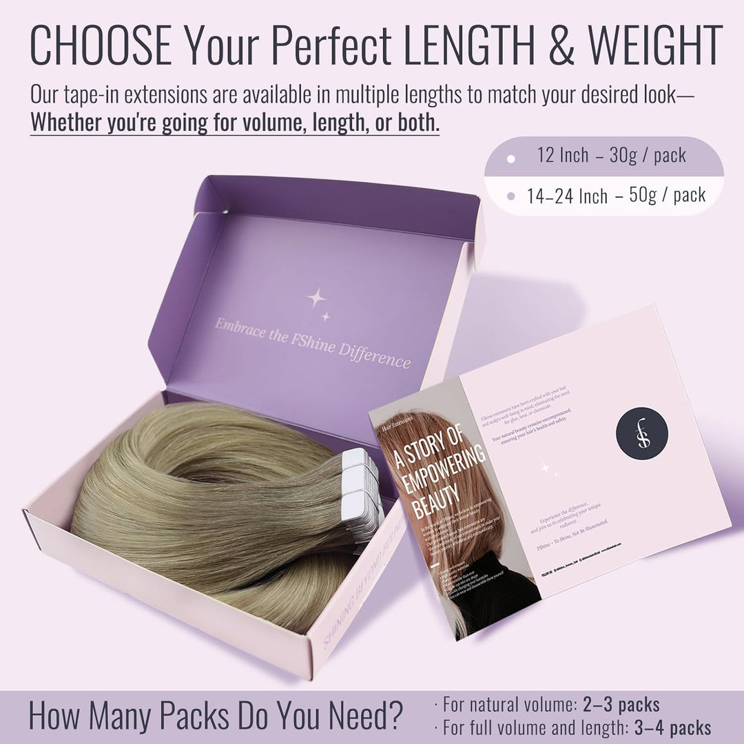 Fshine Tape in Extensions Echthaar 30cm 30g 20 Stücke Haarverlängerung Echthaar Tape in Extensions B