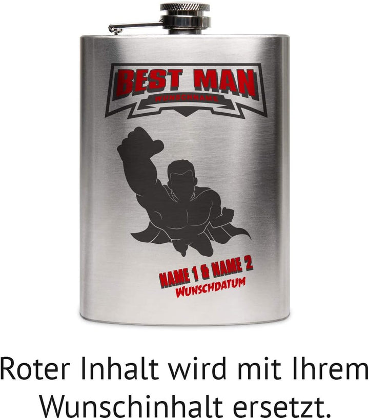 Flachmann Edelstahl 237 ml 8 oz individuelle Gravur Geschenk - Best Man, Best Man