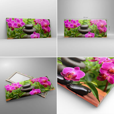 Wandbilder Dekoration Wohnzimmer Blumen Steine Bambus Dekoration Panorama Bilder auf Leinwand 120x50