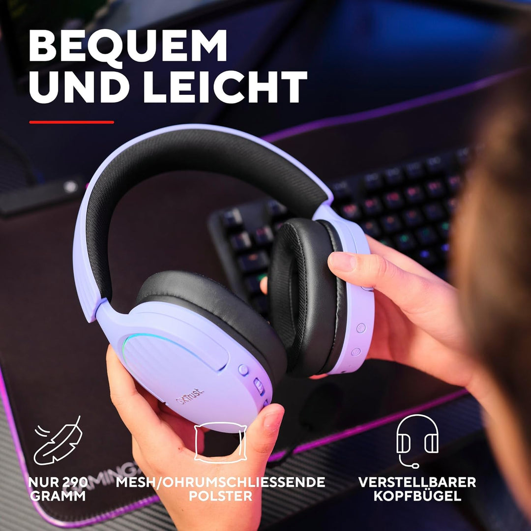 Trust Gaming GXT 491P Fayzo Gaming Headset Bluetooth + 2.4 GHz, 7.1 Surround Sound, 22H Akkulaufzeit