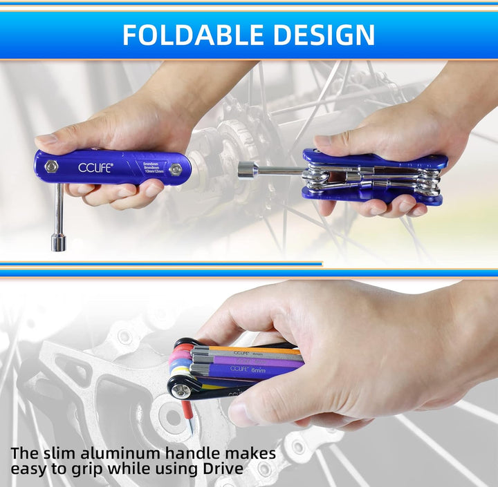 CCLIFE 2tlg Fahrrad Multifunktionswerkzeug Miniwerkzeug Faltbares Reparatur Werkzeug Set Blue 2tlg,