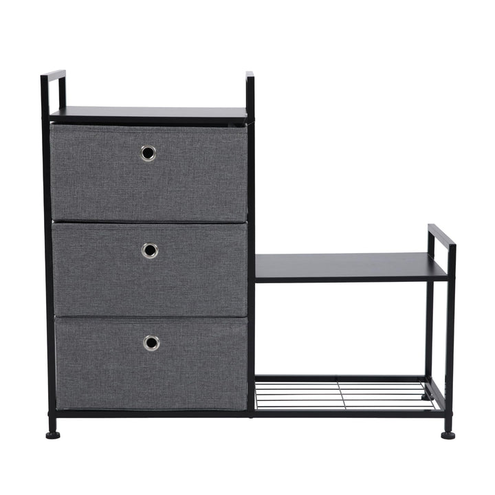 SVITA Runa 3-Schubladen-Regal Universales Regalsystem aus Metall mit Vliesstoffschubladen, Schwarz/G
