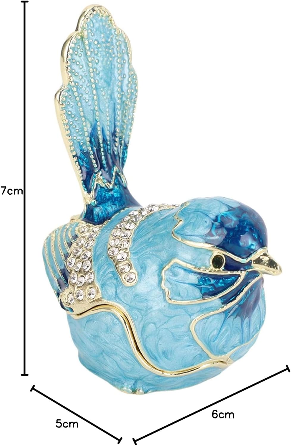 Schmuckkästchen in Vogelform, Handbemalte Emaille-Schmuckaufbewahrungsbox mit Kristallen, Dekorative
