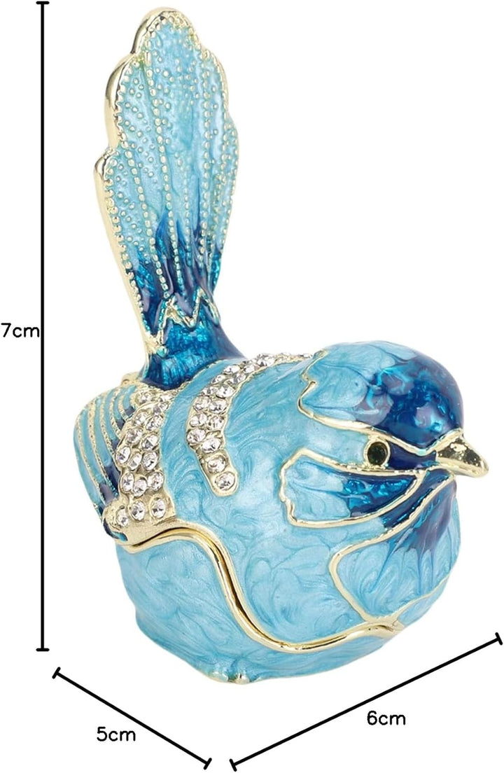 Schmuckkästchen in Vogelform, Handbemalte Emaille-Schmuckaufbewahrungsbox mit Kristallen, Dekorative