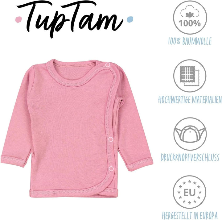 Unisex Baby Wickelshirt Langarm 5er Pack, 56 Wei&#xDF; Ecri Hellgrau Altrosa Rosa