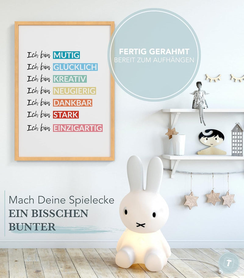 Papierschmiede® Kinderposter in A3 gerahmt im Natur-Holzrahmen, Wanddeko für Kinderzimmer & Babyzimm