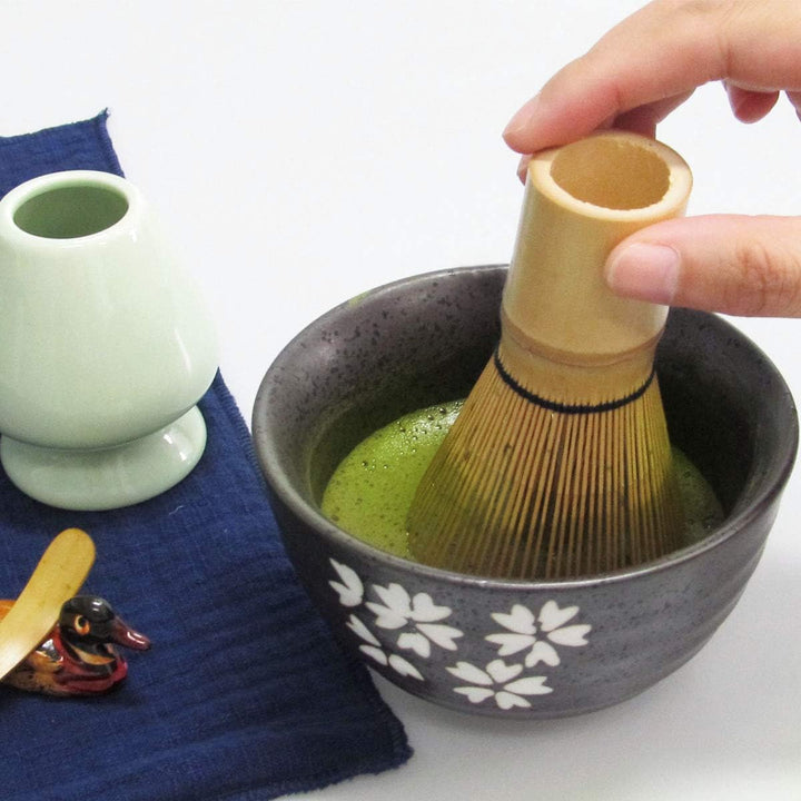 Artcome Japanese Matcha Tea Set, Matcha Whisk, Traditional Scoop, Matcha Bowl, Black Bamboo Tray, Ce