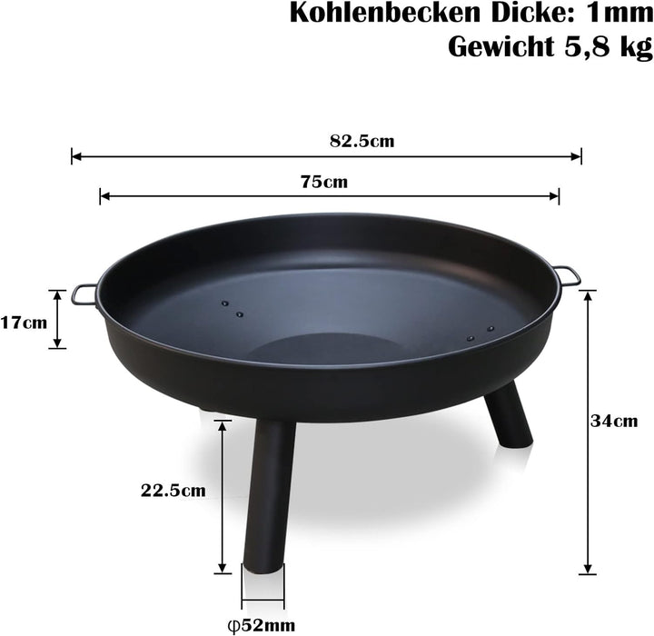 Yakimz Feuerschalen für den Garten 80 cm, Grosse Feuerstelle Feuerkorb für Draussen Garten & Terrass