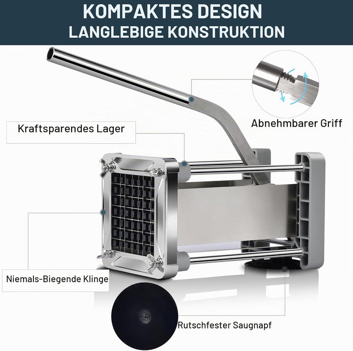 Sopito Pommesschneider, Pommes Frites Schneider Edelstahl Professioneller French Fries Cutter mit 6x