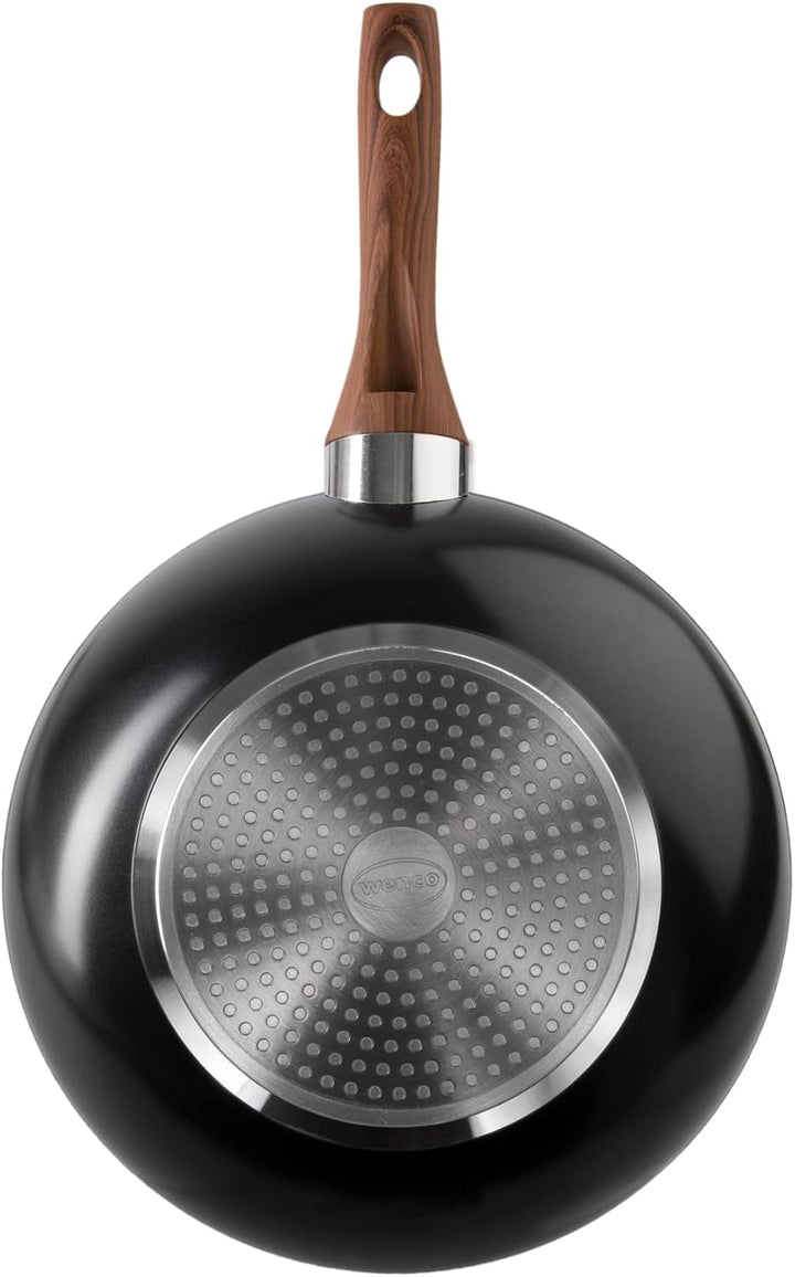 Wenco Wok-Pfanne, Ø 28 cm, Induktionsgeeignet, Aluminium mit PFOA-freier Antihaftbeschichtung, Schwa