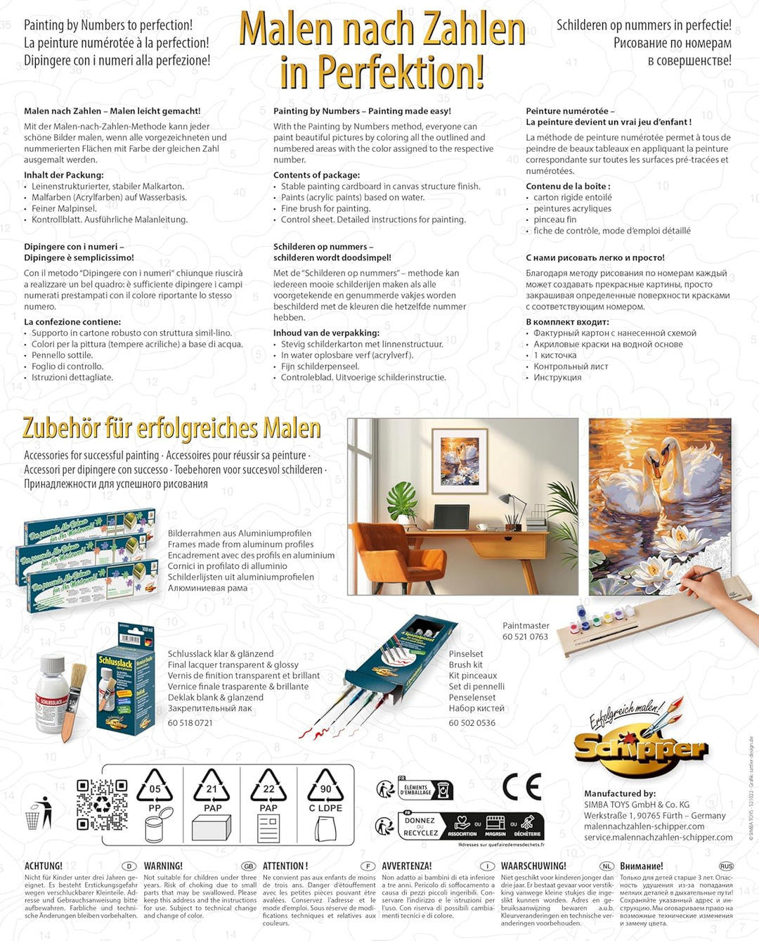 Schipper 609240923 Malen nach Zahlen – Verliebte Schwäne - Bilder malen für Erwachsene, inklusive Pi