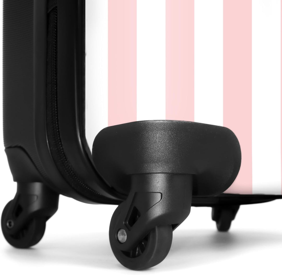NoBoringSuitcases.com® Kinderkoffer Mädchen - Koffer Kinder - Hartschalenkoffer Streifen Rosa - Reis