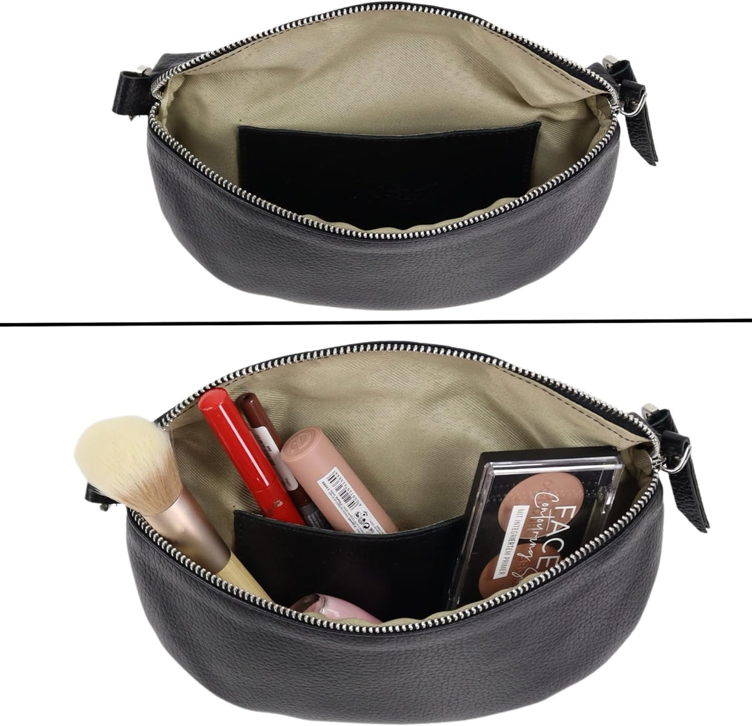 Blade Bauchtasche Damen Echtleder, stylische Gürteltasche Damen mit 2 gemusterten und Leder abnehmba