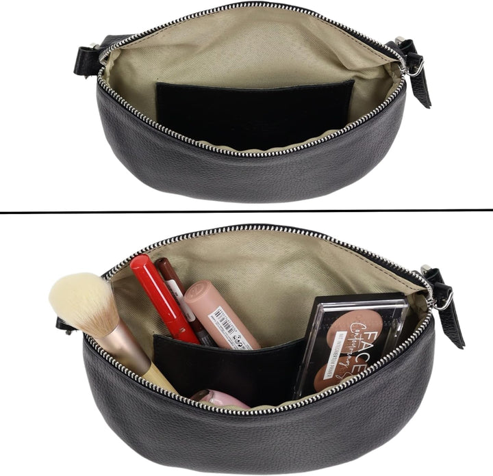 Blade Bauchtasche Damen Echtleder, stylische Gürteltasche Damen mit 2 gemusterten und Leder abnehmba