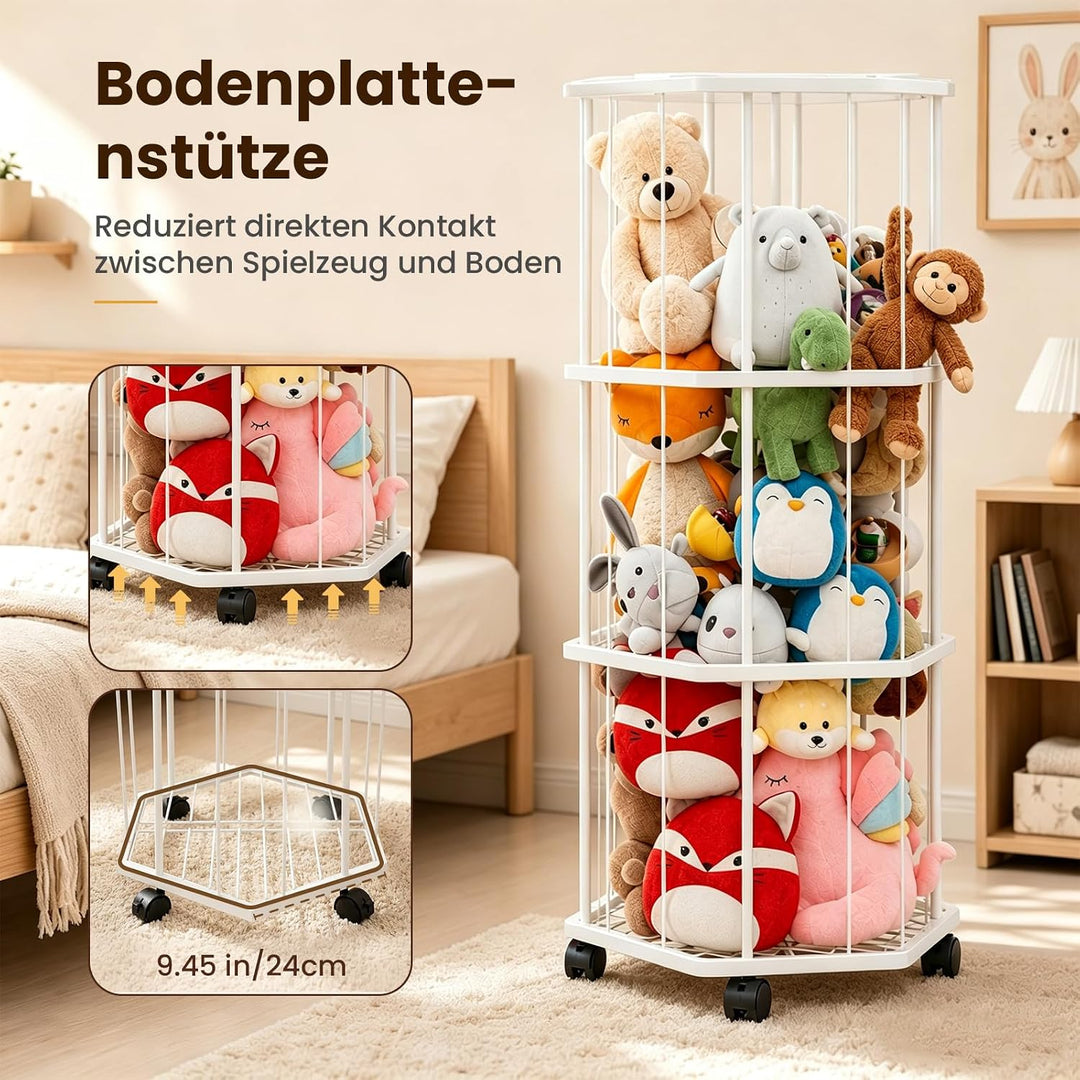 Stahll Gross Kuscheltier Aufbewahrung 145 cm mit 360° Bremsrädern | Stofftier Aufbewahrung mit Elast