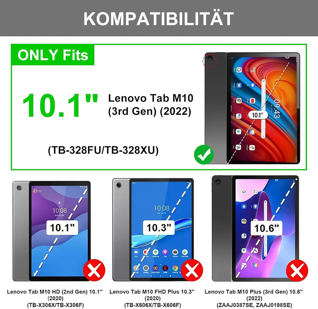 Hofsos Hülle mit Tastatur für Lenovo Tab M10 (3rd Gen) 10,1 Zoll (TB-328FU/TB-328XU), Schutzhülle mi