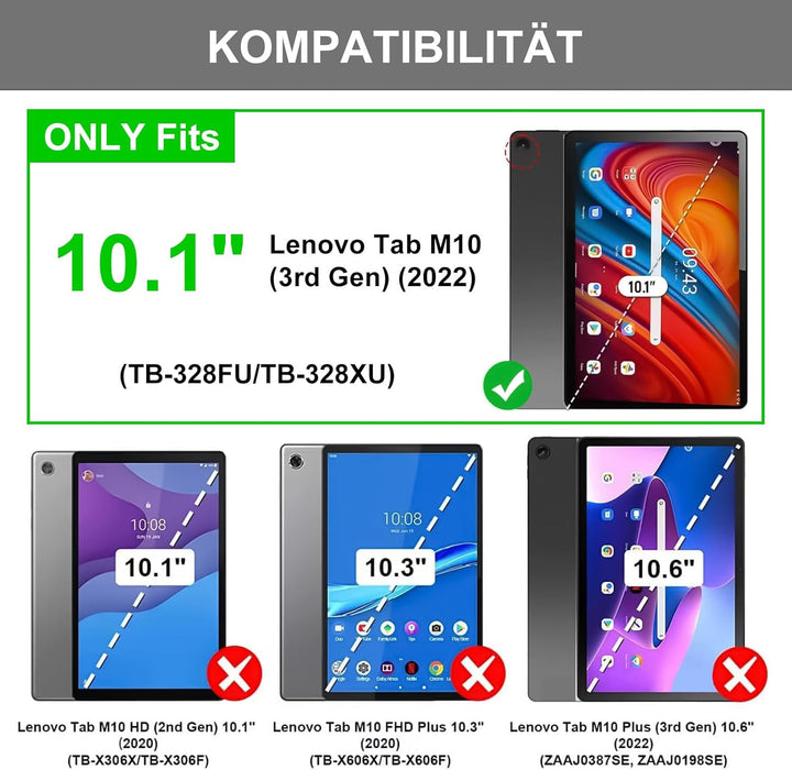 Hofsos Hülle mit Tastatur für Lenovo Tab M10 (3rd Gen) 10,1 Zoll (TB-328FU/TB-328XU), Schutzhülle mi