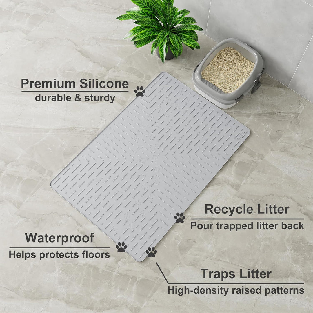 OHMO Katzenklo Matte aus Premium-Silikon 95 x 64 cm Gross, Wasserdicht und BPA-Frei Katzenstreu Matt