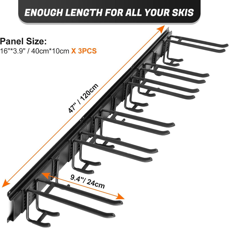 Odoland Skiaufbewahrung Skihalter für 6 Paare Ski Snowboard Rack Wandhalterung, Haus und Garage Ski