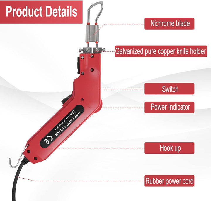 Yontwe Schaumstoffschneider, 100 W, 650 ℃ elektrisches heisses Messer, Werkzeugset zum Schneiden von