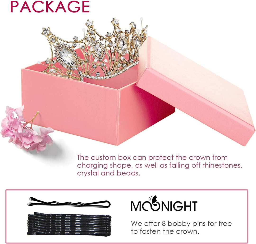 Moonight Wedding Crown for Bride Rhinestone Princess Tiara for Women Prom Queen Crown Pageant-Bridal