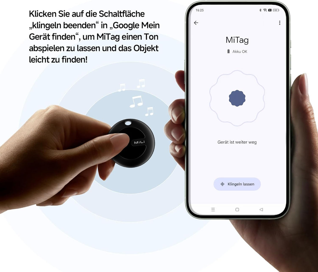 MiLi MiTag Android Smart Tag, Schlüsselfinder KeyFinder kompatibel mit Google Mein Gerät Finden APP