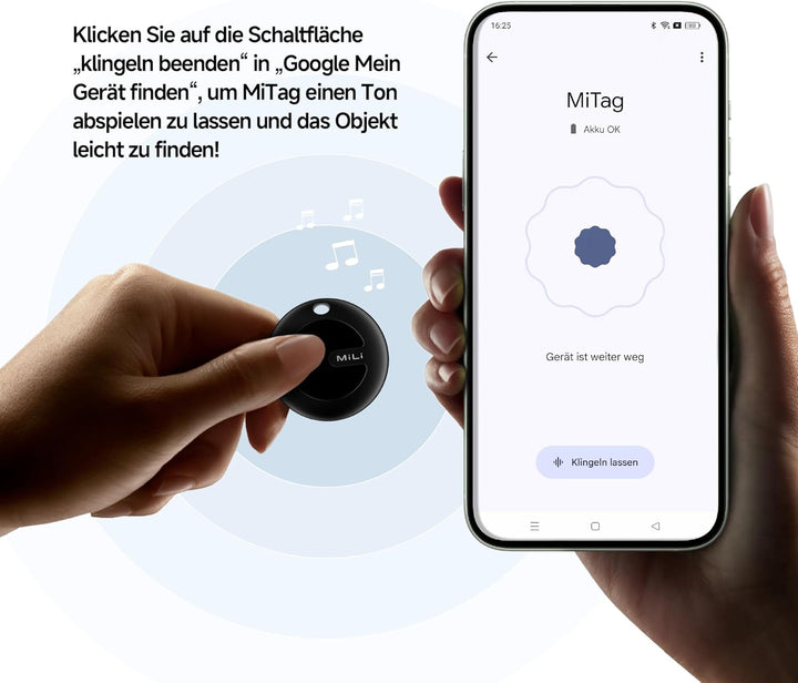 MiLi MiTag Android Smart Tag, Schlüsselfinder KeyFinder kompatibel mit Google Mein Gerät Finden APP