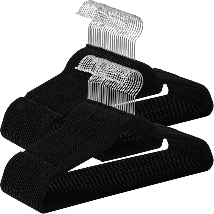 SONGMICS Kleiderbügel, 50 Stück, je 0,6 cm dick, Anzugbügel mit Rutschfester Oberfläche, Samt, mit Z