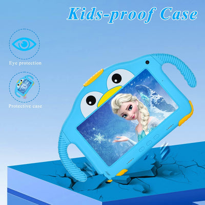 Kids Tablet, 7 Zoll Kinder Tablet WiFi Android 10.0, okulaku Kindertablets mit kindgerechte Hülle, H