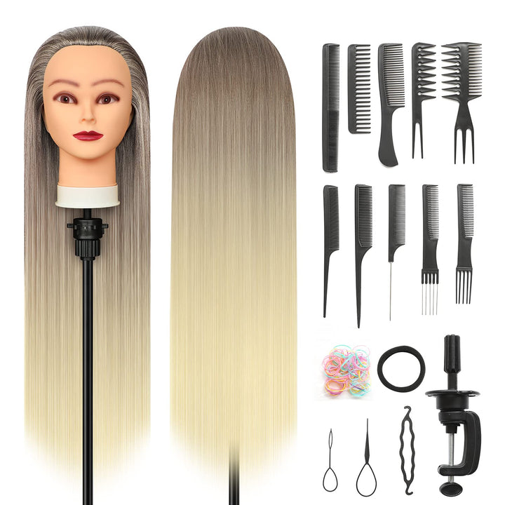 Trainingsköpfe, 28 inch Übungskopf Frisierkopf Friseur 100% Synthetikfaser-Haar Styling Kopf Frisier