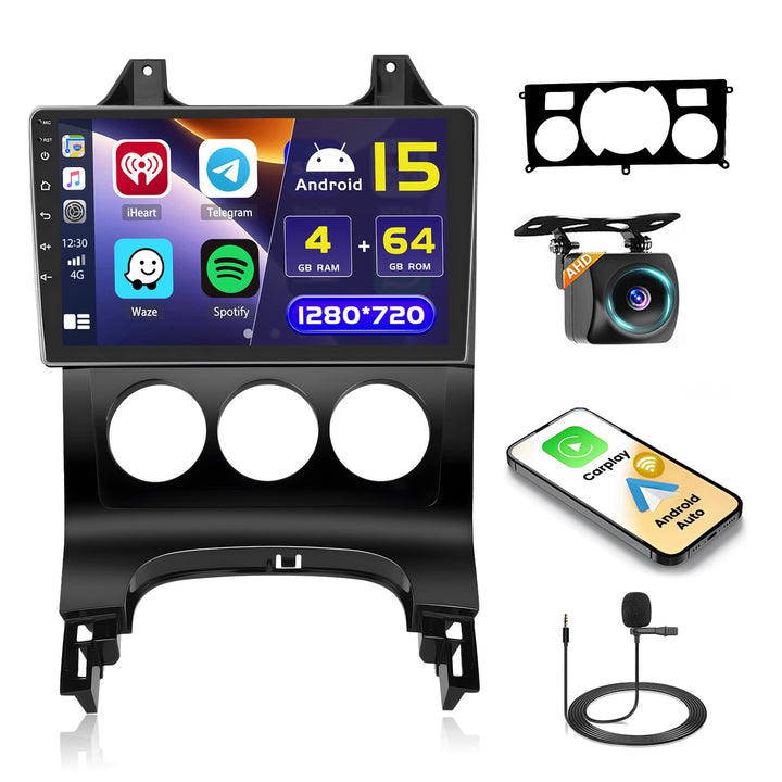 Hikity 4+64GB Android 15 Autoradio für Peugeot 3008 5008 2009-2015 Mit Wireless Carplay Android Auto