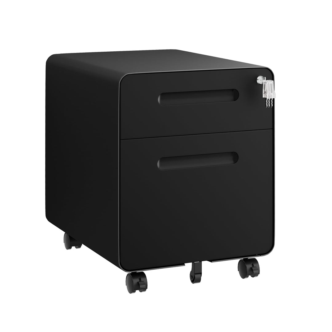 Rollcontainer, Mobiler Aktenschrank mit Schloss, Abgerundeten Ecken, 4 Schlüssel, Druckertisch, Bere