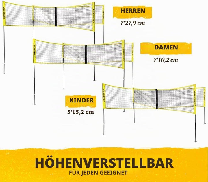 CROSSNET Viereckiges Volleyballnetz und Hinterhofspiel, komplettes Set mit Rucksack und Ball für Kin