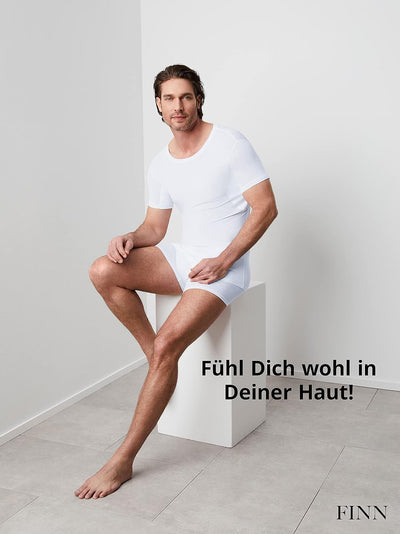 FINN Anti-Schweiss Unterhemd Herren mit Rundhals-Ausschnitt - Unterziehshirt Männer mit Einsätzen ge