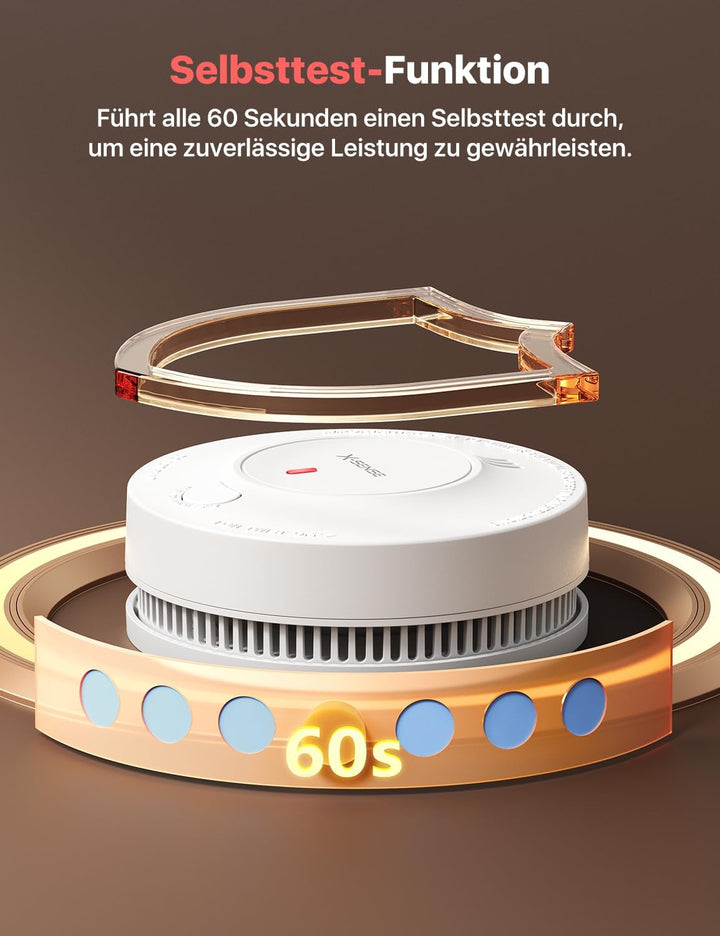X-Sense Verbesserter Rauchmelder 10 Jahre Batterie, Feuermelder mit fotoelektrischem Sensor, EN14604