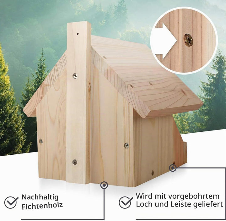 wildtier herz I Amsel Nistkasten aus verschraubtem Massiv-Holz - Wetterfest &amp; Unbehandelt, Vogelhaus